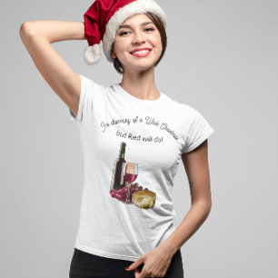 Camiseta Natal Branco mas Vermelho Serve Engraçado