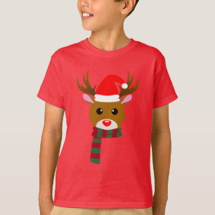Camiseta Natal Branco Rudolph Rudolph, Rena Nosada Vermelha