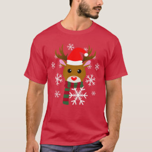 Camiseta Natal Branco Rudolph Rudolph, Rena Nosada Vermelha