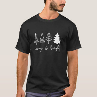 Camiseta Natal brilhante e feliz Casais de árvores de Natal