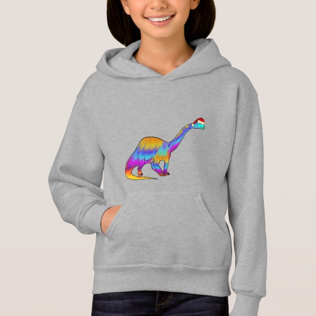 Camiseta Natal Brontosaurus Engraçado Dinossauro Colorido (Frente)