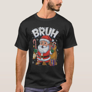 Camiseta Natal Bruh Papai Noel Cane de Açúcar Xmas Homens M
