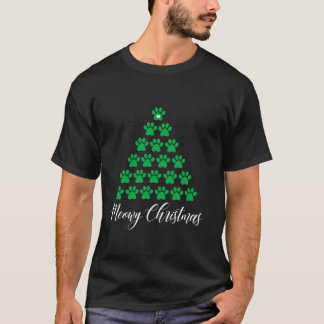 Camiseta Natal Ca Cat Paws Árvore de Natal Meowy Christm