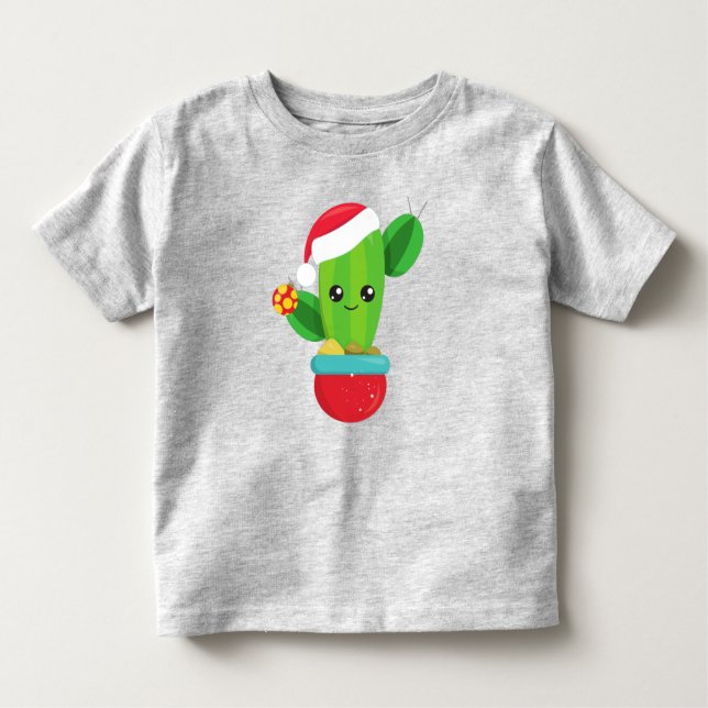 Camiseta Natal Cactus, Santa Hat, Enfeites de natal (Frente)