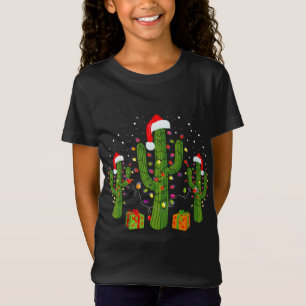 Camiseta Natal Cactus Vestindo Santa Hats e Luzes