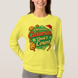Camiseta Natal Calorias Não Contam Divertido Papai Noel 