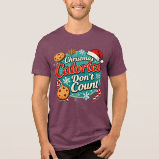 Camiseta Natal Calorias Não Contam Divertido Papai Noel 