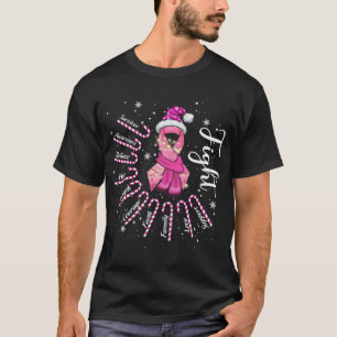 Camiseta Natal Cancer Natal Natal Santa Hat Fita Friso Rosa
