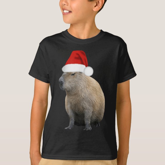 Camiseta Natal Capybara Santa Hat (Frente)