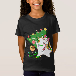 Camiseta Natal Cat Calico derrubou gatinho de árvore do xma