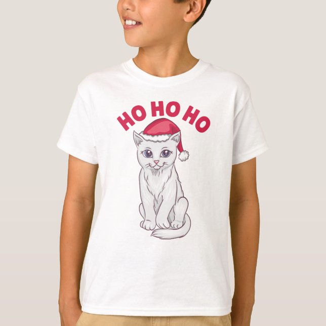 Camiseta Natal Cat Ho Ho Ho (Frente)
