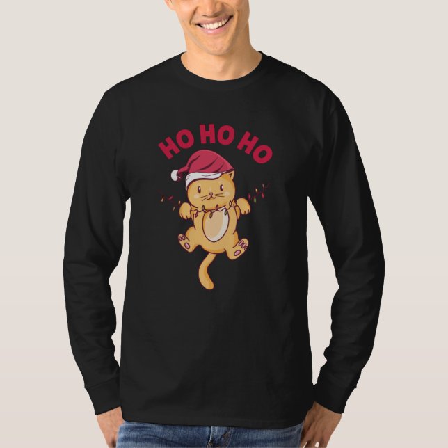 Camiseta Natal Cat Ho Ho Ho (Frente)