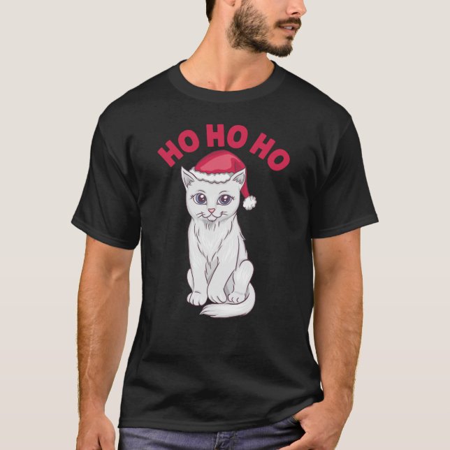 Camiseta Natal Cat Ho Ho Ho (Frente)