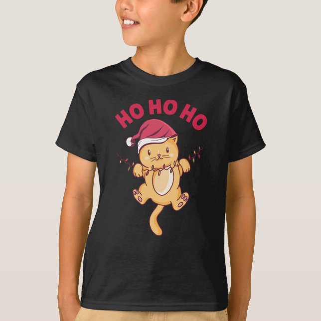Camiseta Natal Cat Ho Ho Ho (Frente)