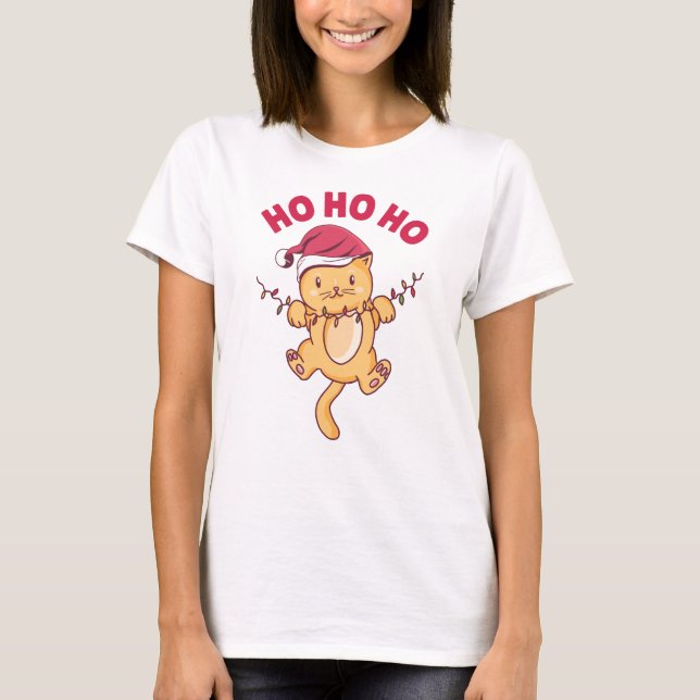 Camiseta Natal Cat Ho Ho Ho (Frente)