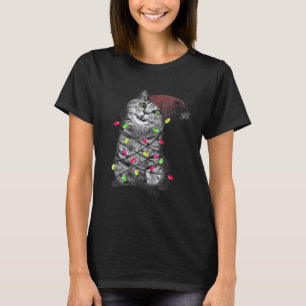 Camiseta Natal Charmoso de Casa de Campo Gato Fada Natal Cu