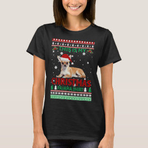 Camiseta Natal Chihuahua Este É O Meu Pajama De Natal