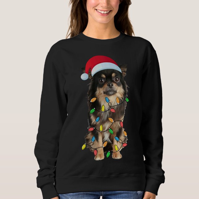 Camiseta Natal Chihuahua Long Hair (Frente)