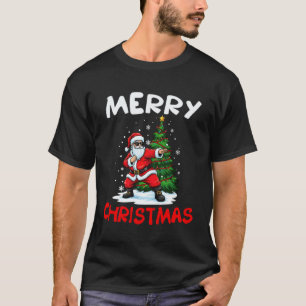 Camiseta Natal Clássico Feliz Papai Noel Praticando Karatê