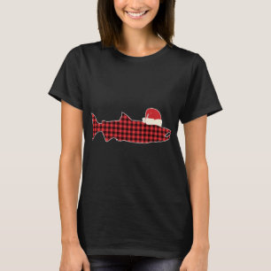 Camiseta Natal Coho Salmão Xadrez Vermelha Buffalo Tartan S