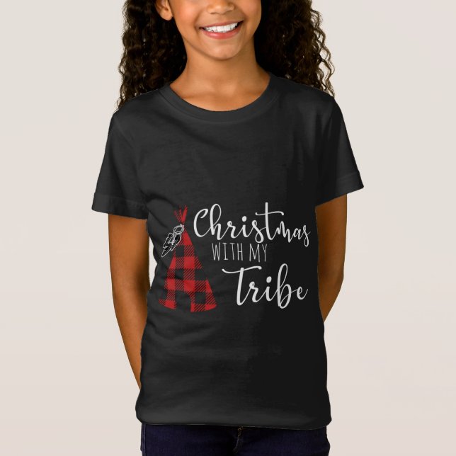 Camiseta Natal com a minha tribo, Natal da Xadrez de Buffal (Frente)