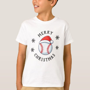 Camiseta Natal com Floco de Neve Vermelho Santa Bola de Bas