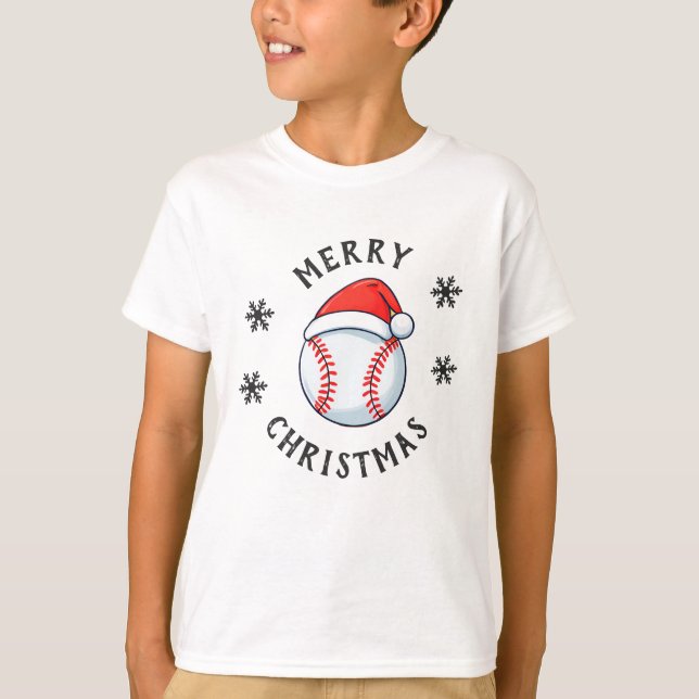 Camiseta Natal com Floco de Neve Vermelho Santa Bola de Bas (Frente)