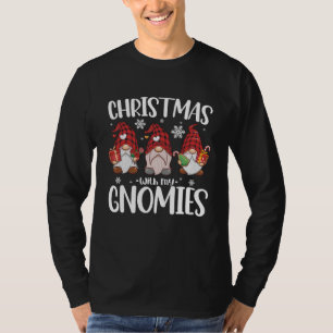 Camiseta Natal Com Meus Gnomos Búfalo Xadrez Vermelho Gnome
