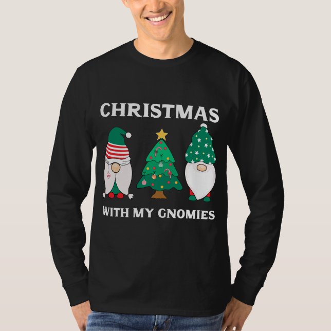 Camiseta Natal Com Meus Gnomos Engraçado Gnomo Pun Xmas Gno (Frente)