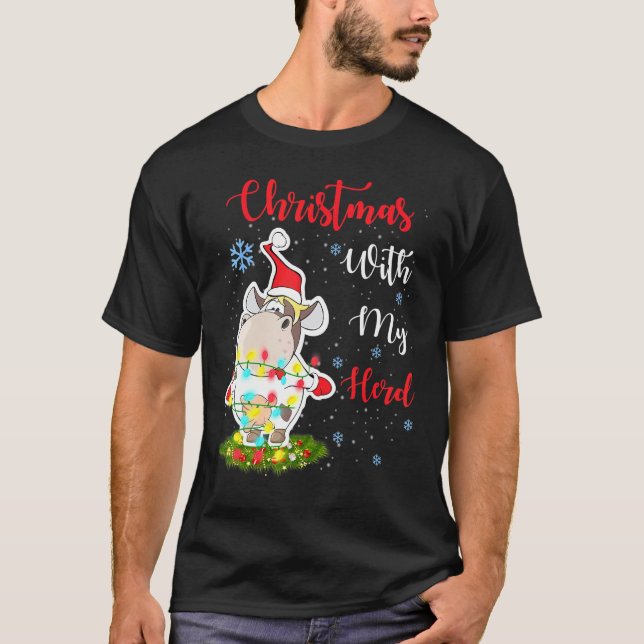 Camiseta Natal Com Minha Manada Vaca Pecuarista (Frente)