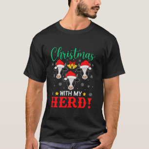 Camiseta Natal Com Minha Mão Correspondendo Vacas Engraçada