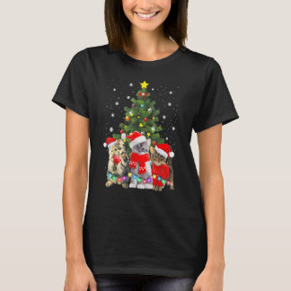 Camiseta Natal Com Minhas Gatas Roupas de Gato Família