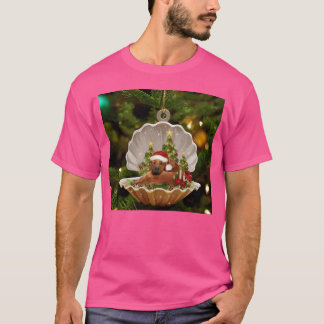 Camiseta Natal com o presente de Dachshund