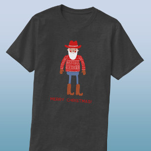 Camiseta Natal com Texto Personalizado Cowboy Santa