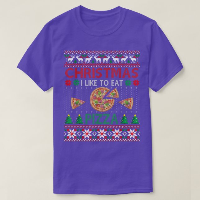 Camiseta Natal Coma Pizza Rápida Comida Sobre Xmas Feia (Frente do Design)