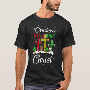Camiseta Natal Começa Com Boneco de Neve Cristão Cro