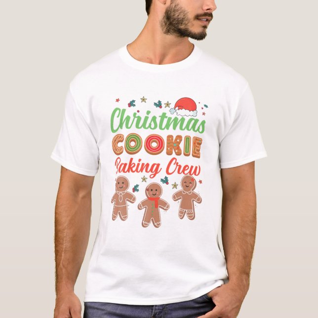 Camiseta Natal Cookie Baking Crew Gingerbird Equipe Sant (Frente)