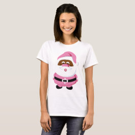 Camiseta Natal cor-de-rosa negro afro-americano Papai Noel