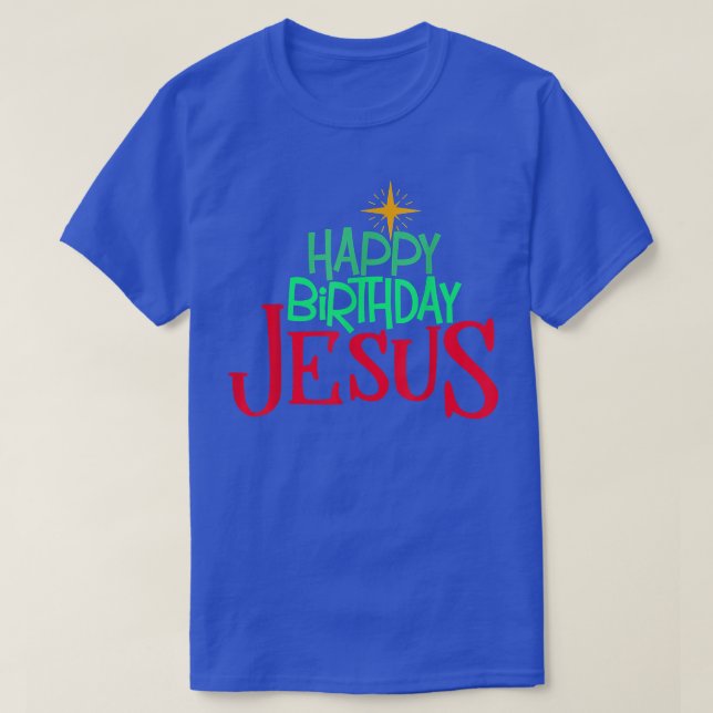 Camiseta Natal Cristão FELIZ ANIVERSÁRIO Mulheres JESUS Hom (Frente do Design)