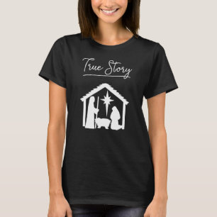 Camiseta Natal Cristão História Verdadeira Jesus Natividade
