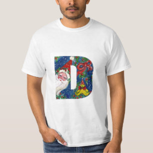 CAMISETA NATAL D LETTER / SANTA CLAUS COM BORRACHA VERMELHA