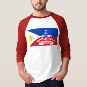 Camiseta Natal da bandeira filipina: Feliz Natal e Melhor