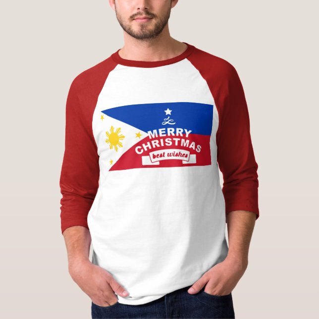 Camiseta Natal da bandeira filipina: Feliz Natal e Melhor (Frente)