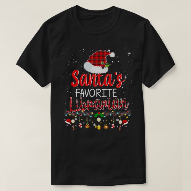 Camiseta Natal da Biblioteca Favorita Santas (Frente do Design)