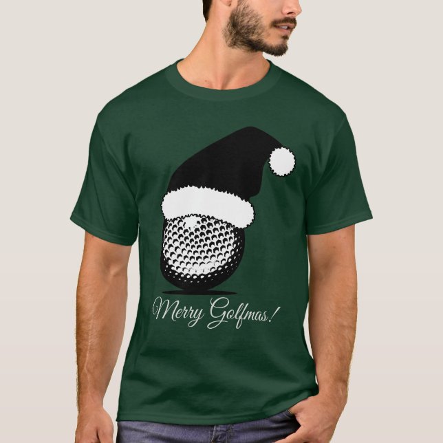 Camiseta Natal da Bola de Golfe do Santa Hat (Frente)