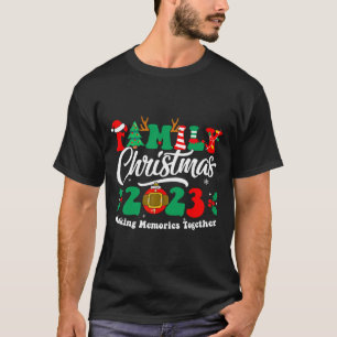 Camiseta Natal da Família 2023 Sant Xmas Divertido no Quadr