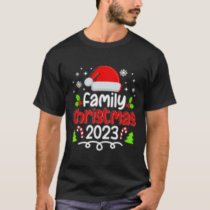 Camiseta Natal da família 2023 Santa Hat Light Pajamas Xmas