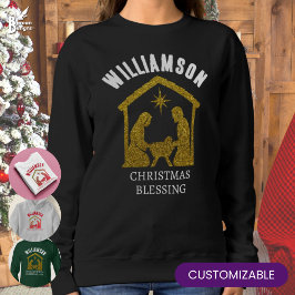 Camiseta Natal da família cristã de natividade personalizad
