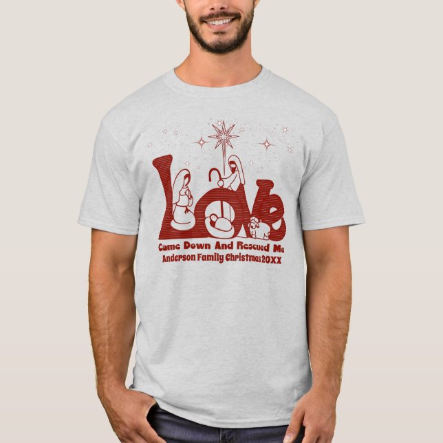 Camiseta Natal da Família Cristã Personalizada (Frente)