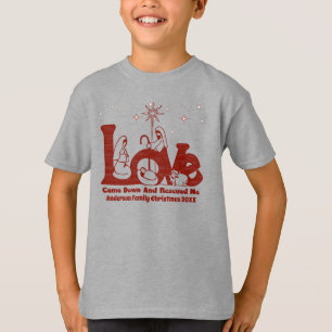 Camiseta Natal da Família Cristã Personalizada